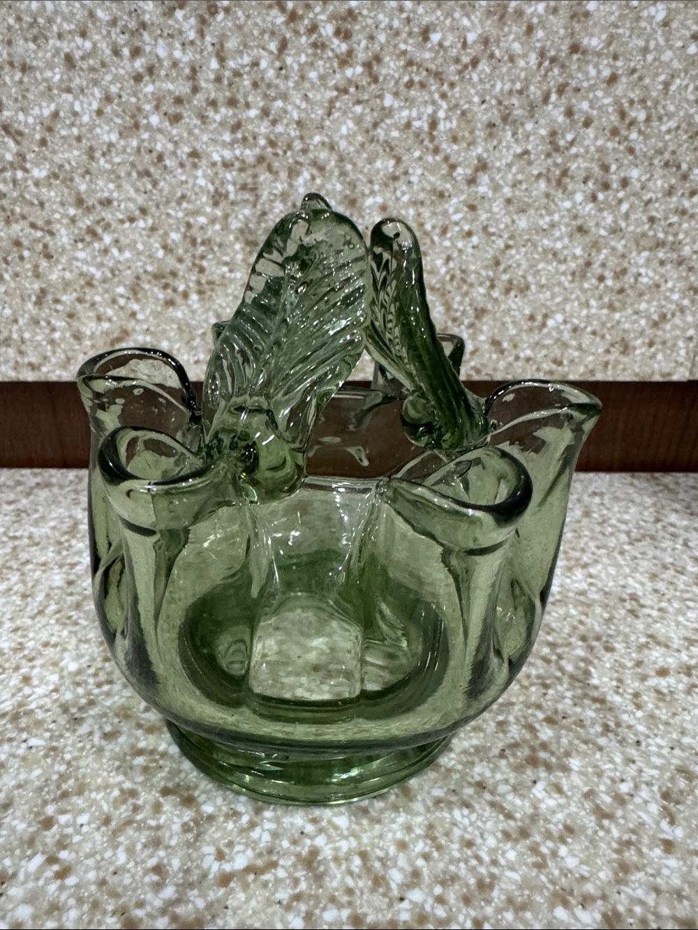 Steuben Green Glass Glower Frog 6 Bud Holders